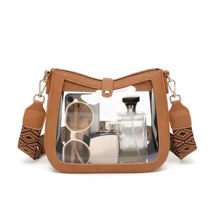 Clear Crossbody Bags for Stadium Events, Clear Purses for Women Clear Handbags with Adjustable Guitar Strap