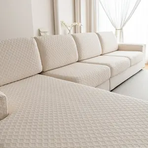 1pc Diamond Pattern Universal Elastic Sofa Cushion Cover, Modern Anti-Slip Sofa Protector, Suitable for L-Type and 1234 Seat Sofas