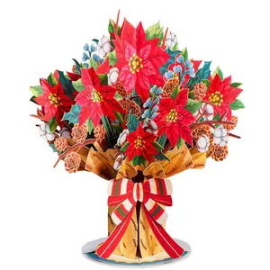 Paper Love HugePop Christmas Spirit Bouquet Pop-Up Card with Laser-Cut Details & Vibrant Colors for Festive Gifting