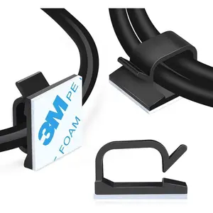 120 PCS Adhesive Cable Wire Clips Black, Outdoor Cable Management Wire Organizer Cord Holder for Under Desk, Car, Wall, TV PC Ethernet Cable
