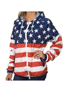Unisex Patriotic Full Zip Windbreaker Jacket