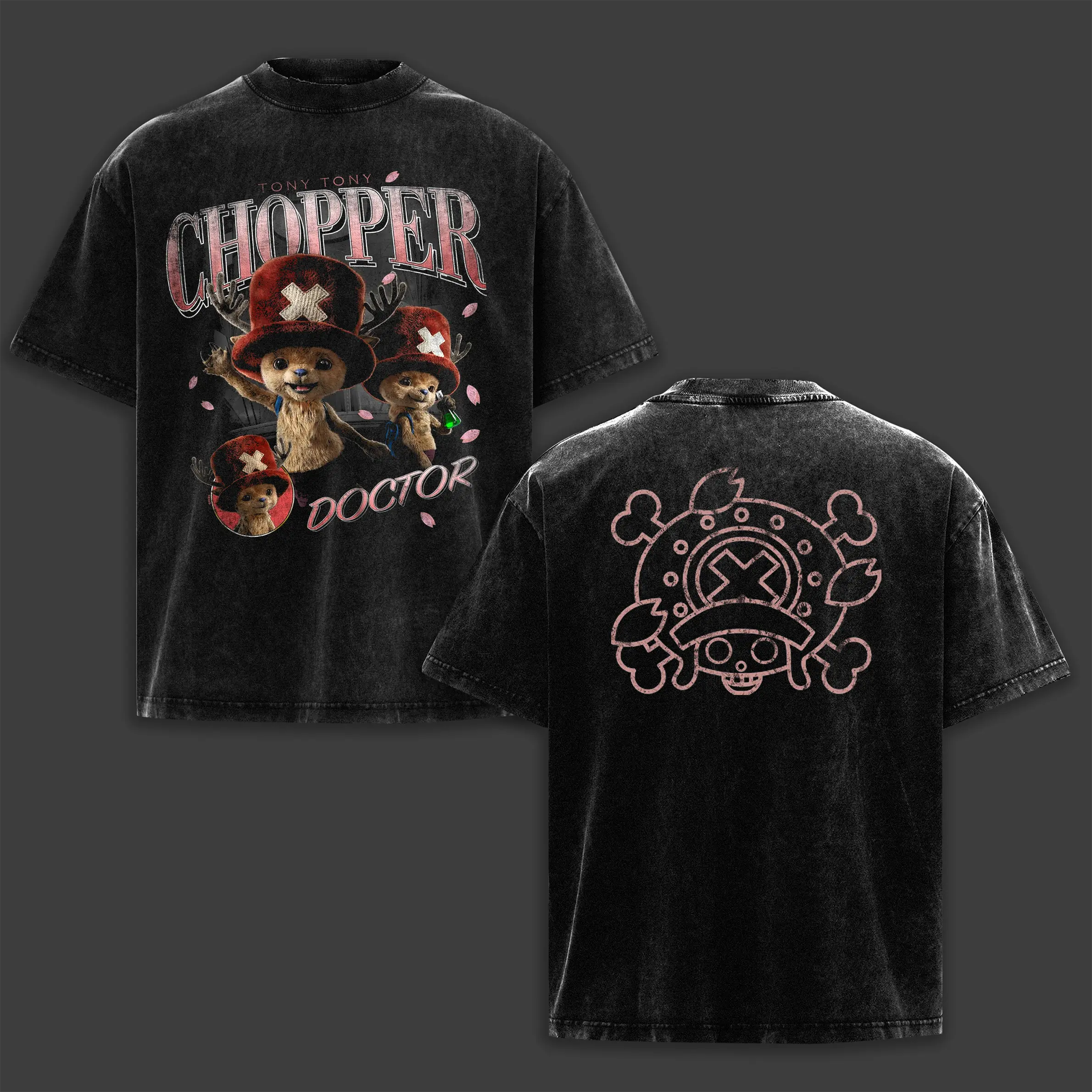 Retro Vintage Tony Tony Chopper Tee Washed – Doctor Reindeer Monster Point Anime Manga Fan Gift Present Vintage Washed Heavy Cotton Oversized Graphic Design Top Premium Cotton Retro Unisex Streetwear T-Shirt Clothes Menswear Womenswear Apparel Classic