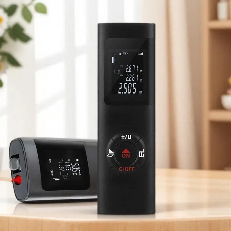 Portable Laser Distance Meter, USB Rechargeable Backlight Display Handheld Sensor, Professional Engineering Measuring Instrument for Home & Office