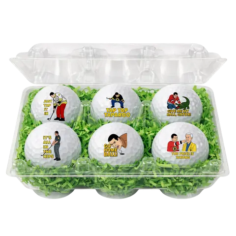 Happy Gilmore Inspired Funny Golf Balls 6 Pack Hilarious Movie Quotes & Characters Unique Gift for Golfers Golf Accessory