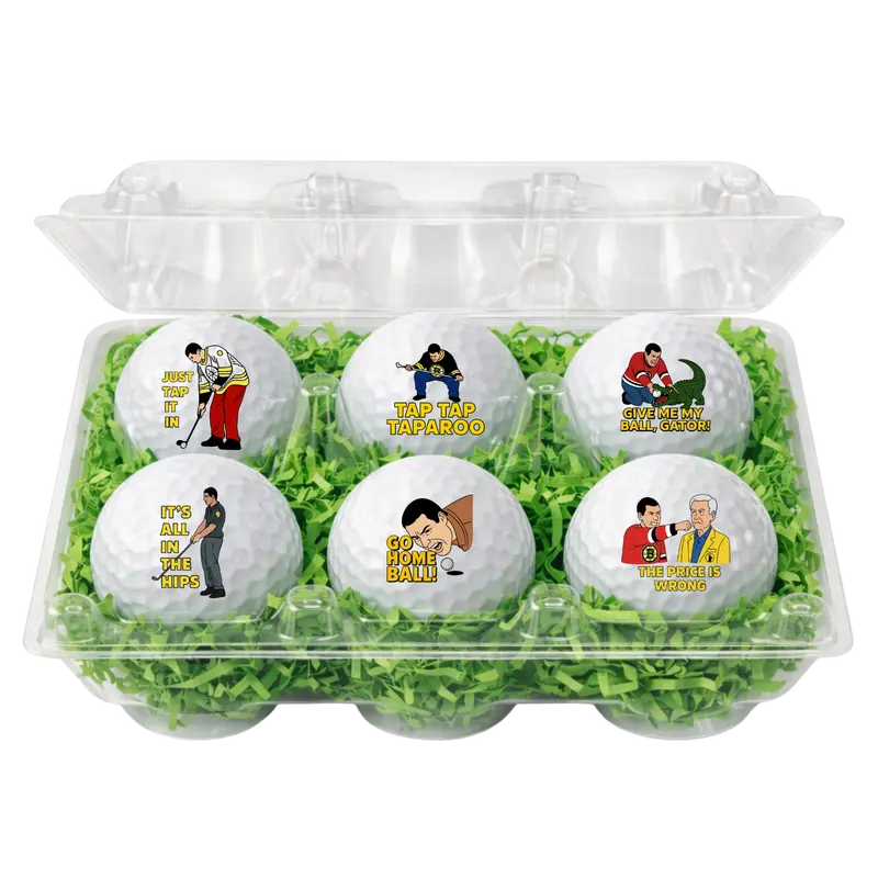 Happy Gilmore Inspired Funny Golf Balls 6 Pack Hilarious Movie Quotes & Characters Unique Gift for Golfers Golf Accessory