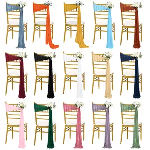 30PC 16x108inch Chair Sashes Cheesecloth ChairSashes Rustic Chair Decorative Bows Designed ChairCover for Wedding Banquet Party Aisle Home Kitchen Decoration