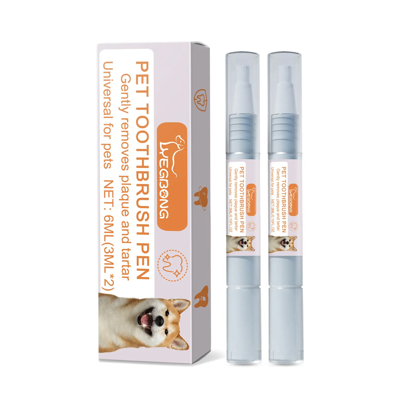 Pet Toothbrush Pen for Dogs & Cats - Peppermint & Plant Extracts Toothbrushes with Deionized Water, Tartar Removal Tool, Gently Cares for Sensitive Oral Environment, Freshens Breath Oral Care Grooming Tool, Improves Oral Condition