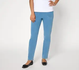 Denim & Co. Tall Indigo Flat Front Denim Side Pocket Pant