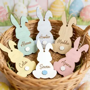 Personalized Wooden Bunny Easter Basket Tag, Custom Name Kids Gift, Custom Easter Basket Decor, Kids Easter Gift, Easter Basket Ideas 2026, Easter Basket Stuffers for Kids