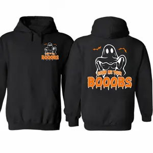 Funny Halloween Graphic Hoodie Unisex Cotton Blend Pullover Kangaroo Pocket Spooky Season Gift TikTok Shop Deals