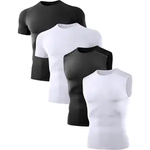4/5 Pack Men's Compression Shirts Short Sleeve/Sleeveless Sports Athletic Workout Base Layer Undershirt T-Shirt TopsGift
