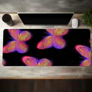 Creative Butterfly Pattern Mouse Pad, Rectangle Gaming Mouse Pad, Non-slip Rubber Base Stitched Edge Desk Pad for Home Office Game, Gift for Girlfriend, Desktop Accessory