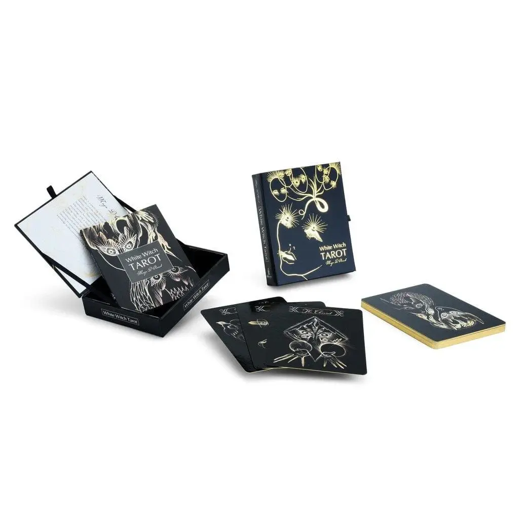 White Witch Tarot Black & Gold Major Arcana Tarot Deck with 56-Page Guidebook for Meditation Spiritual Awakening and Intuitive Readings by Maja D'Aoust