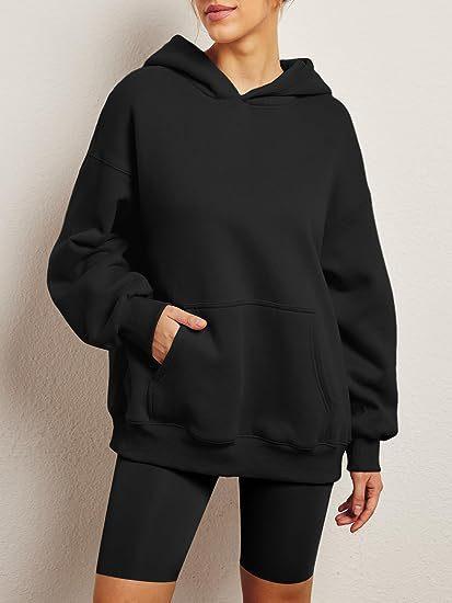 Women's Hoodies With Pockets Fashion Solid Sweatshirt Oversized Hooded Sweater Womens Clothing