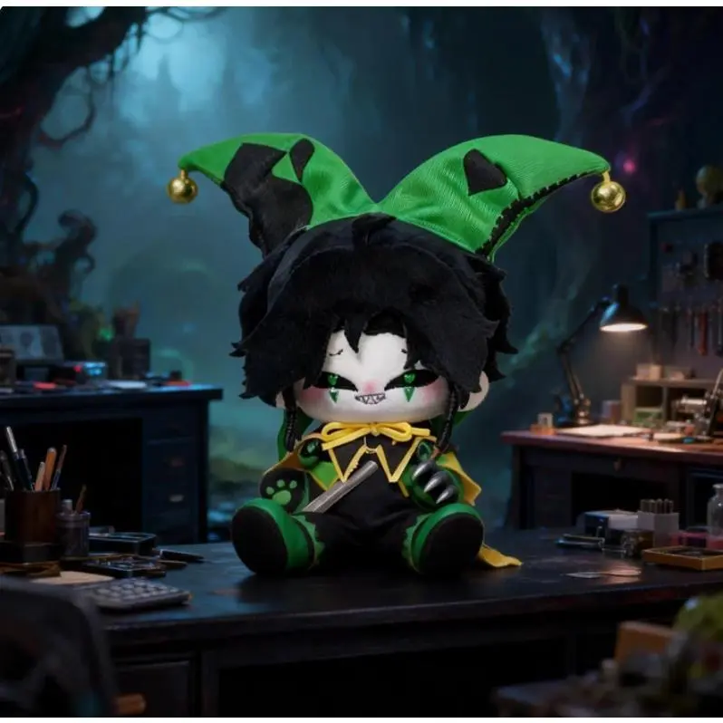 10cm New Anime The Freak Circus Harlequin Plush Doll - Green Hat, Yellow Bow, Black Spots, Cartoon Props Design - Can Be Used as Keychain or Cosplay Prop, Xmas Gift for Home Decor, Can Be Used As A Keychain Or Cosplay Prop