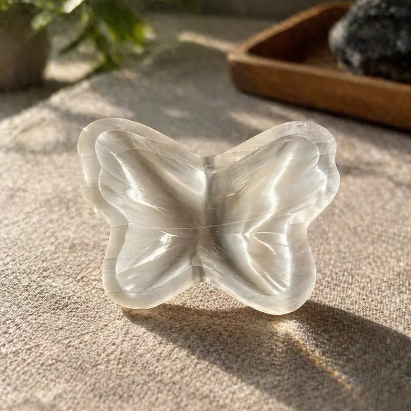 Butterfly selenite charging bowl