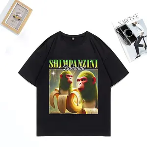 Chimpanzini Bananini Graphics T Shirt Funny Italian Brainrot Meme Men T shirt Oversized Cotton Casual Clothing Short Sleeve T-shirts