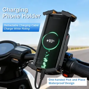 360 Degree Rotating Flexible Smartphone Holder, Motorcycle Riding Mount, Abs Material Clamp Bracket, Fits 4.7-7.2 Inches