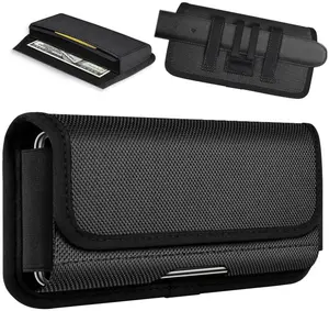 ykooe Rugged Nylon Holster Compatible with iPhone 16/15/14/13/12 Pro Max & Plus,17 Air Models, Galaxy S24/S23/S21/S20 FE Cell Phone Belt Holder for Men, Black - XL