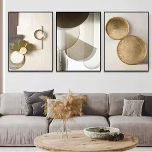 3pcs Frameless Abstract Geometric Posters, Modern Minimalist Living Room Home Decor Canvas Wall Art