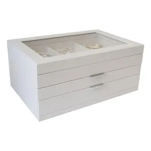 Mele & Co. Misty Glass Top Wooden Jewelry Box