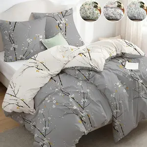 4-Piece Bedding Set, Fresh Farmhouse Floral Pattern, Includes 80x80cm Pillowcases, Comfortable Soft Fabric, All-Season Use