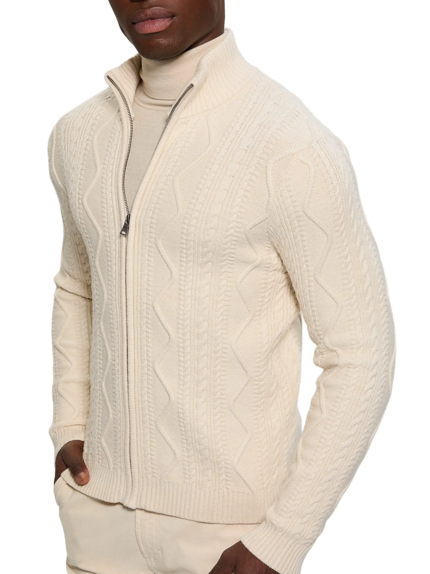 GUESS Male Eco Luis Cable-Knit Cardigan