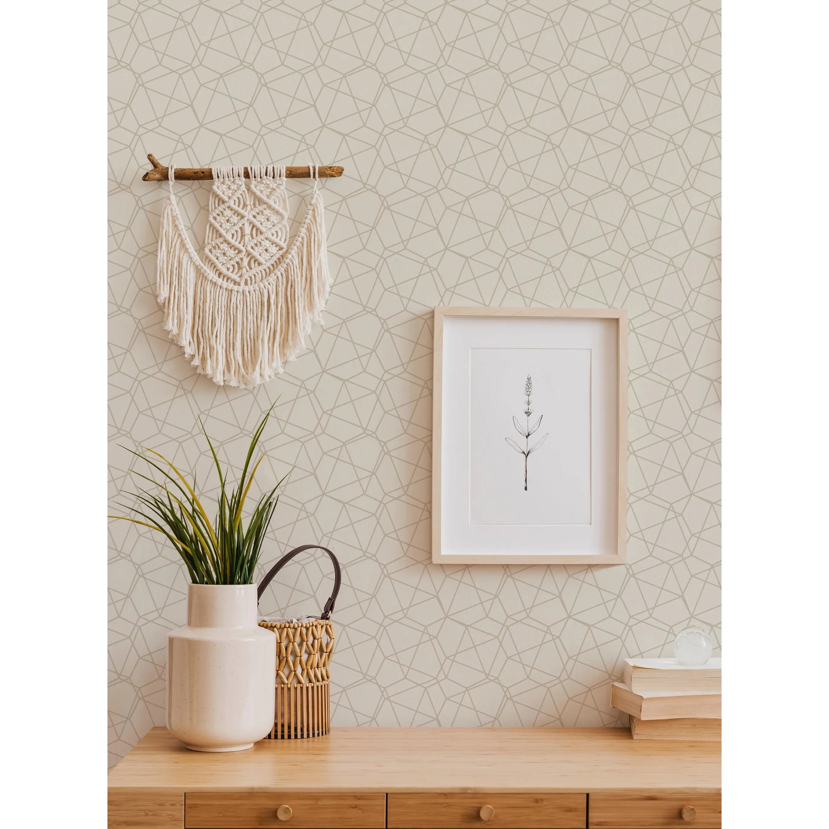 Modern Geometric Mesh Auto-Adhesive Peel and Stick Wallpaper, Renter-Friendly Accent Wall Decor for Indoor Use, Decor Inspo with Organic Geometric Look, Every 8" Home Improvement Wall Covering