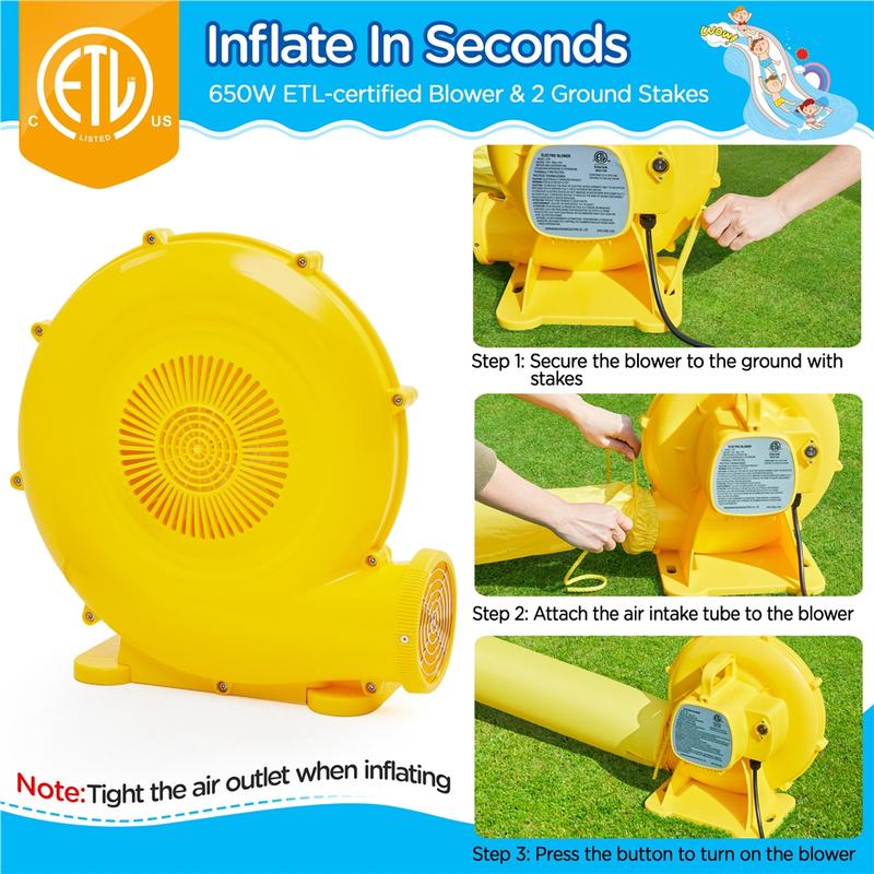 Yaheetech Inflatable Water Slide, Double Lane Water Slide, Combo W/ Storage Bag & 650W Blower, 2 Slides & 2 Pools & 2 Water Cannons & Tunnel & Basketball Hoop & Climbing Wall & Punching Bags & Ring Toss Game, For Kids Aged 3 To 10