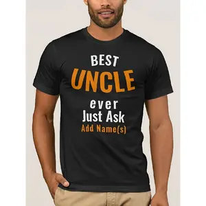 Best Uncle Ever Personalize T-Shirt41d Shirts Graphic Tees, Classic Retro Style, Round Neck Short Sleeves, Machine Washable, Ideal for Casual SportWear, Comfortable Tee Graphic Print Shirt, All-Season Tee for Everyday & Outdoor Activities