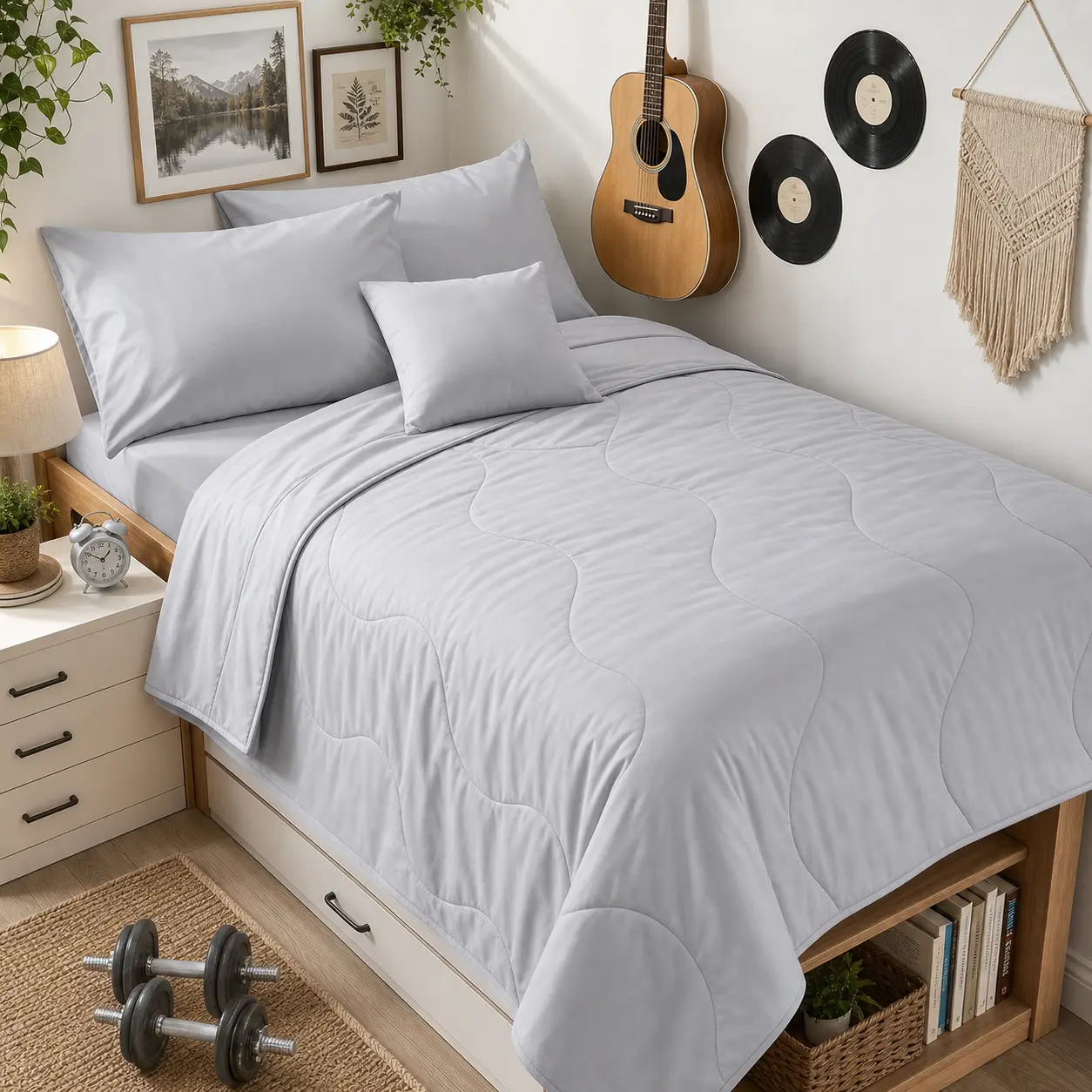 JOLLYVOGUE Instant Cooling Quilt - 1-Piece Luxury Bedding, Rayon-Derived Bamboo Rayon Fibers, High-Density, Breathable Cold Blanket, Skin-Friendly Oversized, Machine-Washable for Hot Sleepers, Cozy Sleep Bedroom Essential, One-Piece