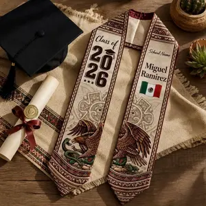 Custom Mexican Graduation Stole 2026, Personalized Class of 2026 Graduation Sash, Custom Name & School Name Stole