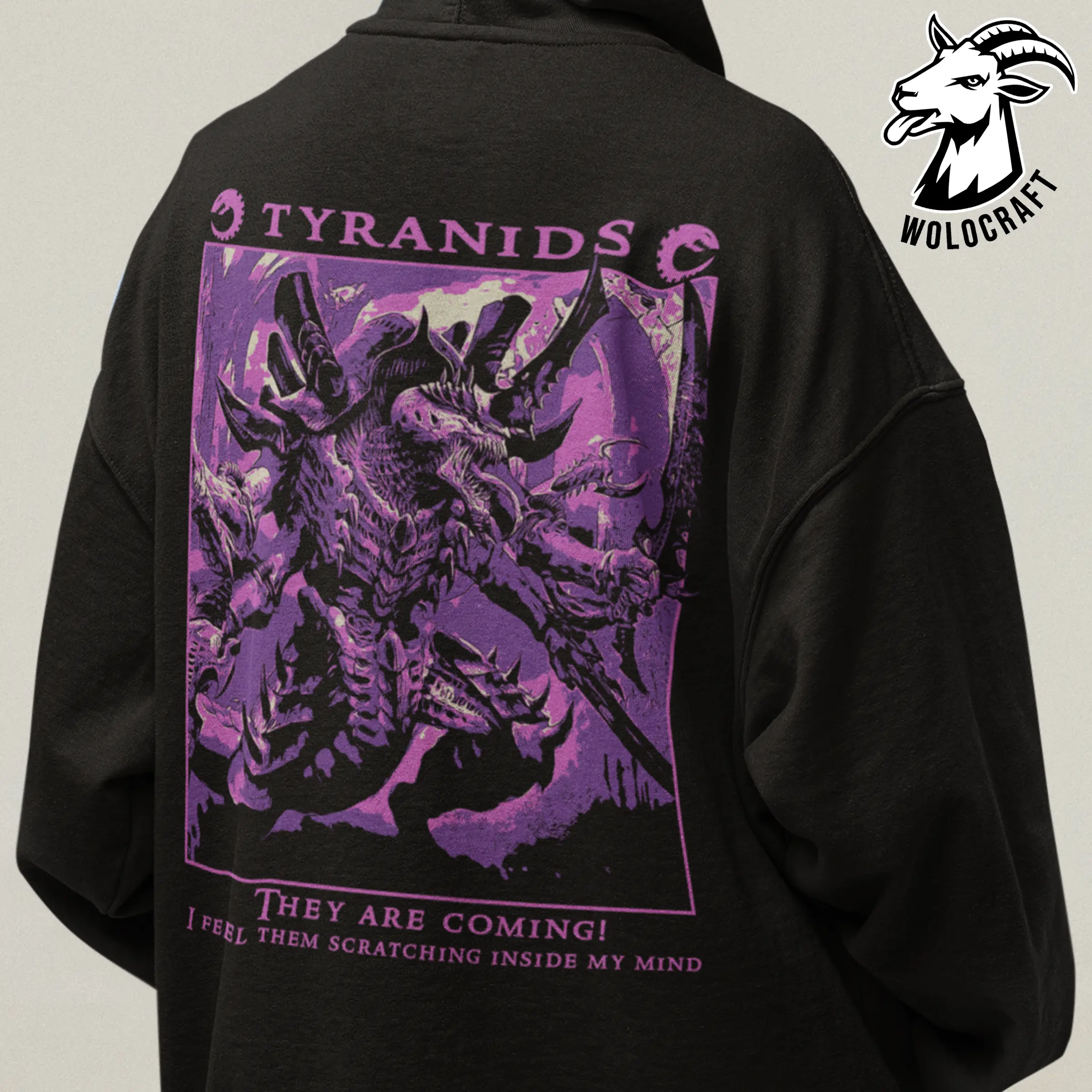 Tyranids Hoodie Warhammer 40K, Alien Hive Mind Unisex Hooded Top, Cotton Fan Apparel, Sci-Fi Xenos Graphic Clothing