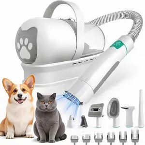 7-in-1 Pet Grooming Vacuum Station for Dogs & Cats, Multi-functional Hair Shaver & Trimmer Kit with 6 Guide Guards, Low Noise Paw Groomer & Nail Shaper