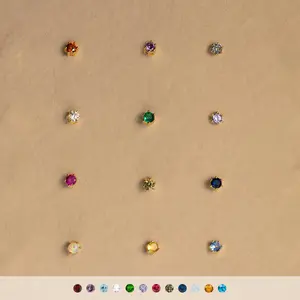 Birthstone Flatback Studs by Caitlyn Minimalist - Custom Cubic Zirconia Stud Earrings - Dainty Gemstone Jewelry - Birthday Gift