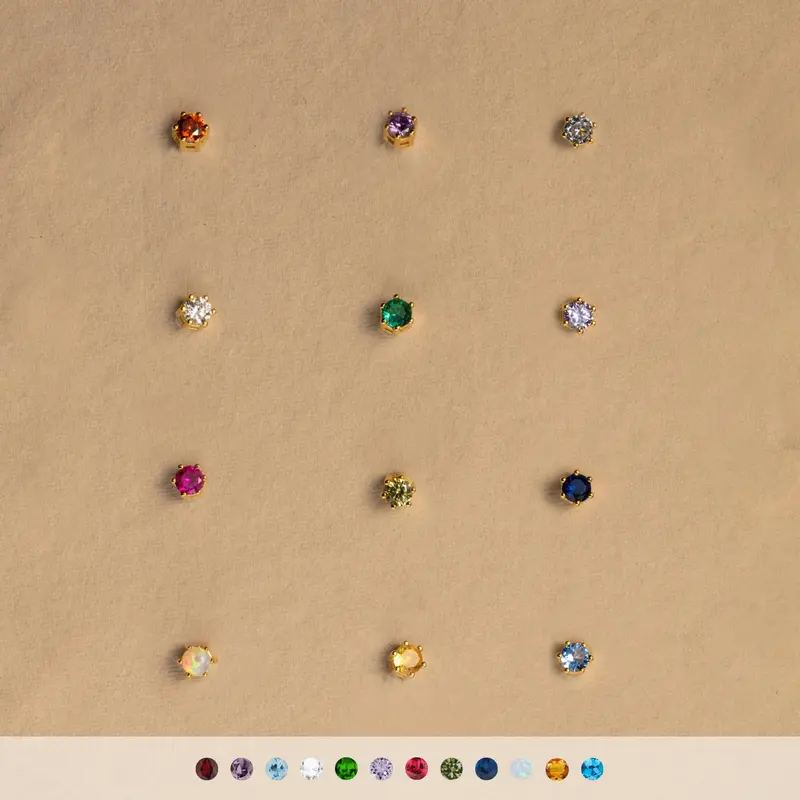 Birthstone Flatback Studs by Caitlyn Minimalist - Custom Cubic Zirconia Stud Earrings - Dainty Gemstone Jewelry - Birthday Gift