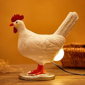 Chicken Egg Lamp Funny Lifelike Resin Chicken Night Lights The Chicken Lays A Glowing Egg Gift Home Decoration (Bronze)