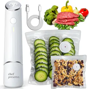 Chef Preserve Compact Vacuum Sealer for Food (Vacuum Sealer Machine + Reusable Vacuum Bags) Powerful Handheld Vacuum Sealer Machine, Seal Meal Saver, Portable Food Sealer