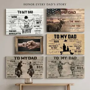 Sentimental Canvas Wall Art Print with Frame - Waterproof, "You Are My Hero" Poem Poster, Meaningful Father's Day Gift from Son for Home Room Decoration