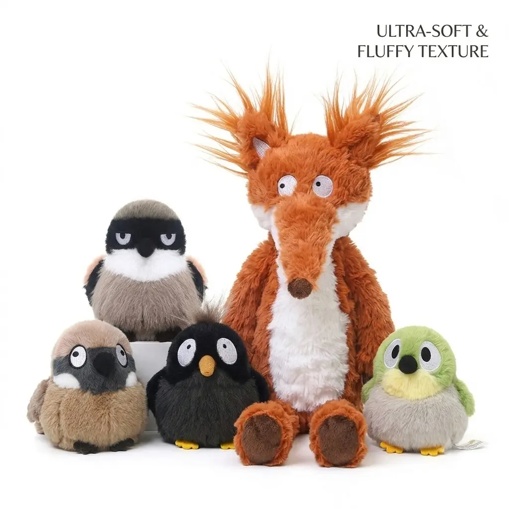 Cute Bird fox Plush Toy, Kawaii Stuffed Animal with Funny Expression, Super Soft & Fluffy Birdie Plushie, Creative Desktop Ornament Room Decor, Premium Birthday Gift for Kids Girls Bird Lovers