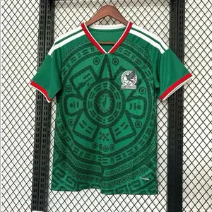 Mexico Jersey  kids, Green 2026 Soccer Set with Aztec Design and White Shorts for Youth
