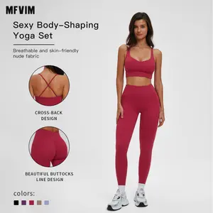 MFVIM Women's 2-Piece Thermal Fleece-Lined Quick-Dry Yoga Vest Set - Sleeveless Tank, High Stretch Leggings, Gym Sports Set, Lightweight Breathable Gym, Activewear Fitness, Casual Sportswear Outfit for Yoga Running Cycling