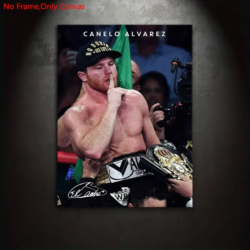 1 piece/set of frameless canvas painting print poster, classic realistic art, Boxing theme art, professional boxer Canelo Alvarez, gift for sports enthusiasts, gift for bedroom, living room, mural, wall decoration, Unframed Wall Art