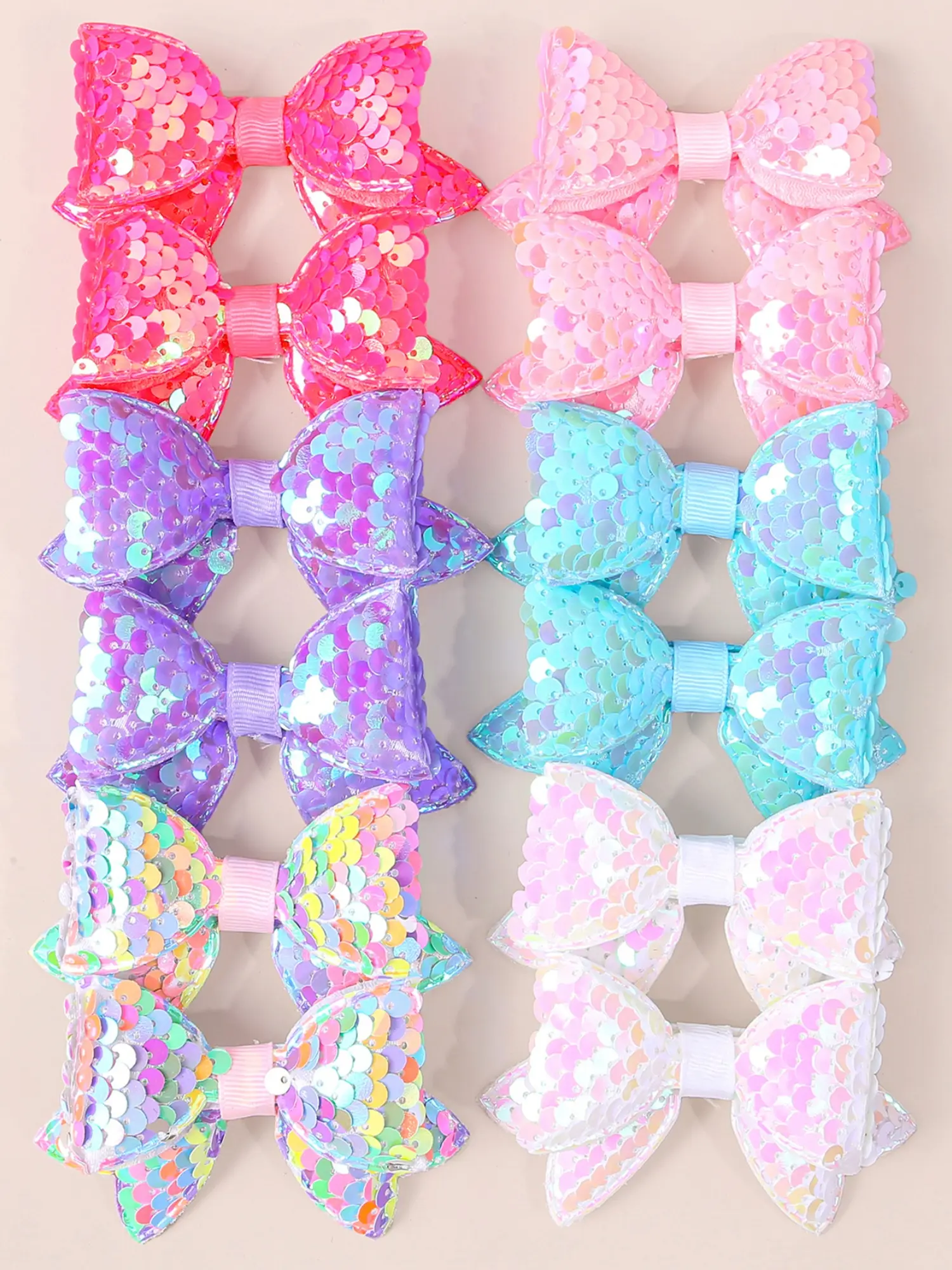 12 Piece Sequined Bow Hair Clips with Glittery Finish, Pretty Bow, Elegant Girls Bangs Clamps, Barrettes Hair Clips, Decorative Hair Clips, Hair Decor, Bows for Hair, Perfect for Parties Daily Casual Wear, Stylish Fashion Accessory Gift