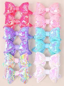 12 Piece Sequined Bow Hair Clips with Glittery Finish, Elegant Girls Bangs Clamps, Perfect for Parties Daily Casual Wear, Stylish Fashion Accessory Gift