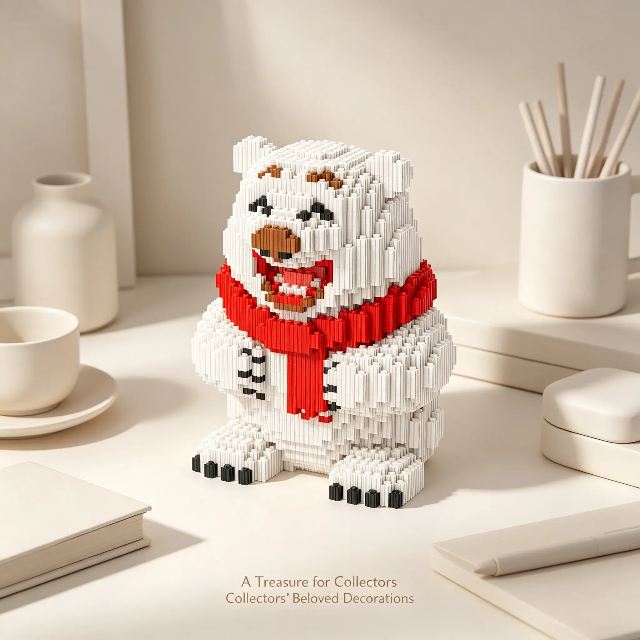 Multicolor Wild Polar Bear 3D Building Blocks, Home Office Decor, Party Decoration, Ideal Gift, Handmade Craft, Lightweight Statue