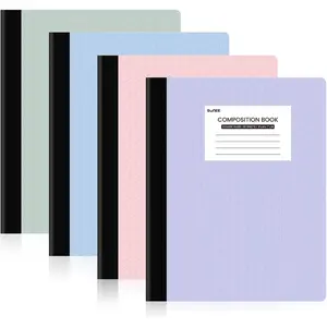 Composition Notebooks College Ruled Paper, 4 Pack Composition Book, 9 3/4" x 7 1/2", 80 Sheets/160 Pages, Assorted Colors for School College & Office Supplies