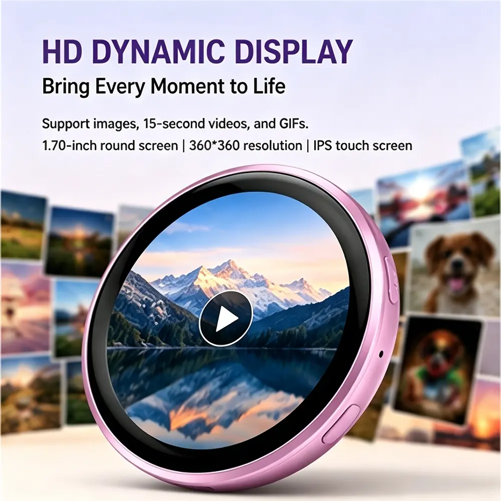 Smart Digital Badge, 1.85" HD Display Electronic Badge with Detachable Magnetic Back, UploadPhotos GIFs & Short Videos, Full Touchscreen Rechargeable Digital Pin Badge for Backpack,Jacket, Events, Cosplay