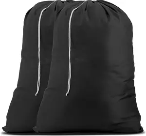 2 Pack Nylon XL Laundry Bag 30"L x 30"W x 40"H Large Capacity with Locking Drawstring, Machine Washable, Fits Laundry Baskets or Hampers, Holds 3 Loads of Clothes (Black, Pack of 2)