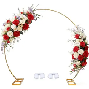 8FT Round Backdrop Stand, Circle Balloon Arch Frame with Base, Arch Backdrop, Wedding for Birthday, Celebration, Baby Shower, Graduation Decoration and Anniversary